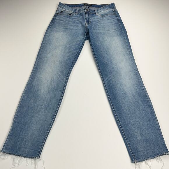 Judy Blue Relaxed Fit Ankle Jeans Raw Hem Mid Rise JB82222 Medium Wash Size 7/28 - Picture 11 of 11